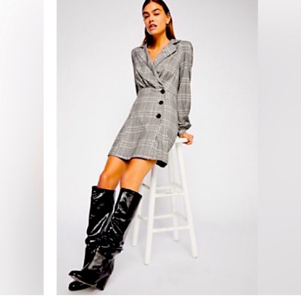 Stylish Gray Plaid Dress